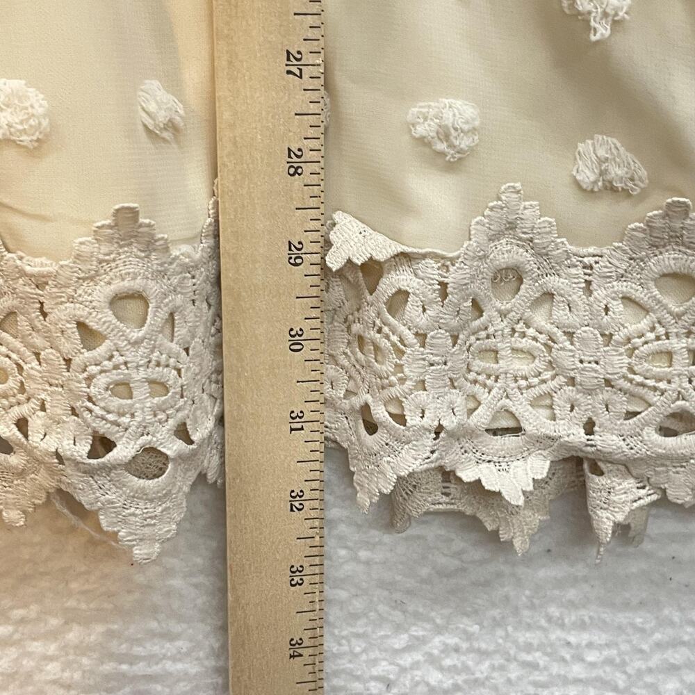 Lulus Dress Womens Extra Small Cream Long Sleeve Swiss Dot Lace Boho Mini Party - Picture 13 of 14